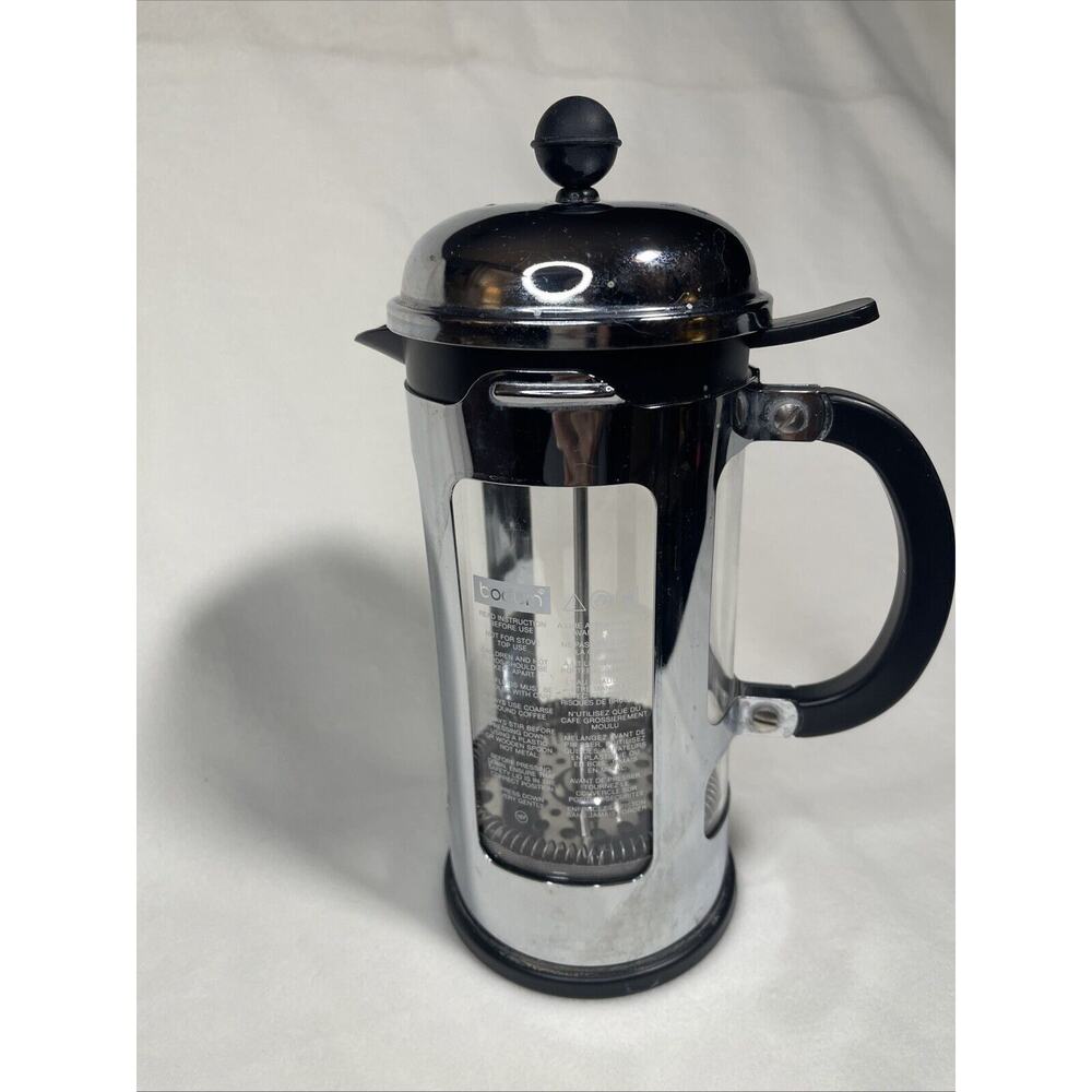 Bodum French Press Coffee Maker 8 Cup / 32 oz Chrome & Glass Nice EUC Classic